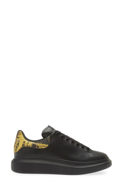Shop Alexander Mcqueen Fold Print Oversized Leather Sneaker In Black/ Gold