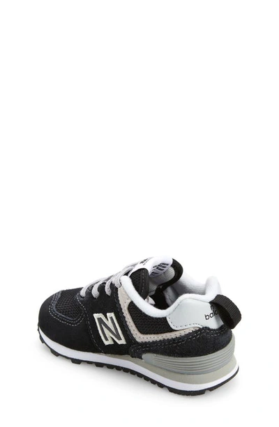 New Balance Kids 574 Lace Up Logo Trainers In Black/ White
