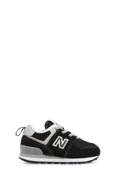 New Balance Kids 574 Lace Up Logo Trainers In Black/ White