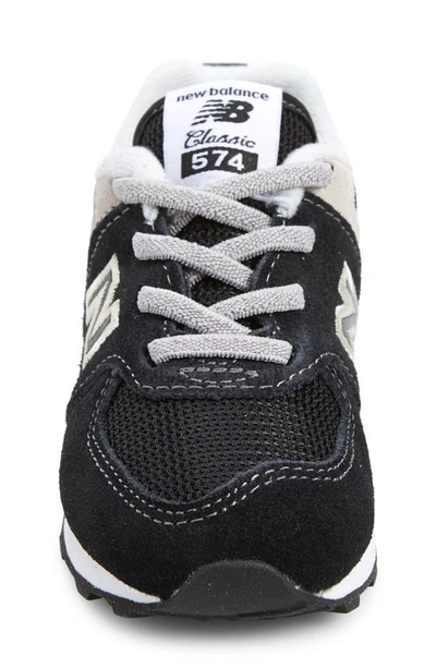 New Balance Kids 574 Lace Up Logo Trainers In Black/ White