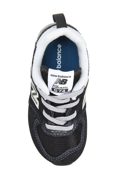 New Balance Kids 574 Lace Up Logo Trainers In Black/ White