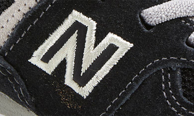 New Balance Kids 574 Lace Up Logo Trainers In Black/ White