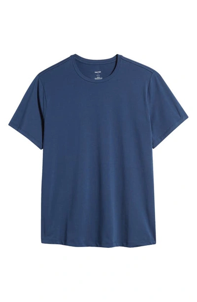Shop Open Edit Crewneck Stretch Cotton T-shirt In Navy Denim