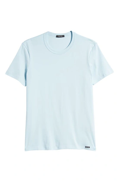 Shop Tom Ford Cotton Jersey Crewneck T-shirt In Artic Blue