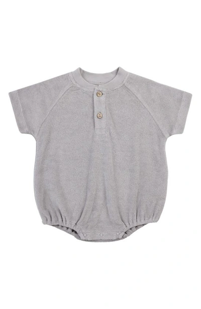 Shop Quincy Mae Organic Cotton Blend Terry Cloth Henley Bodysuit In Periwinkle