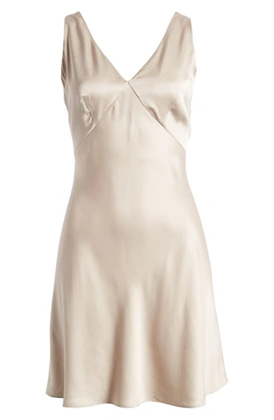 Shop French Connection Ennis Satin Minidress In Silver Lining