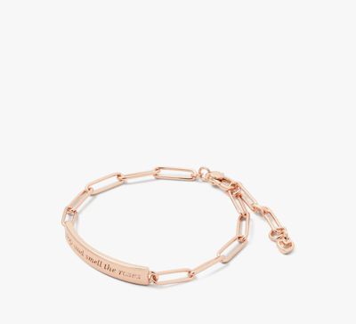 Shop Kate Spade Stop And Smell The Roses Id Bracelet In Rosegold