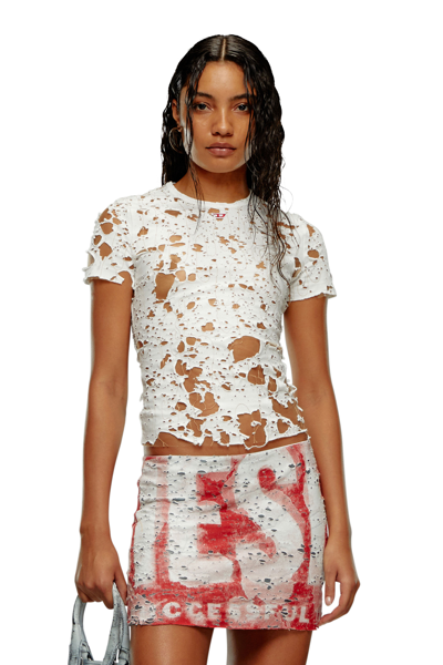 Shop Diesel Tulle T-shirt With Destroyed Jersey In Tobedefined