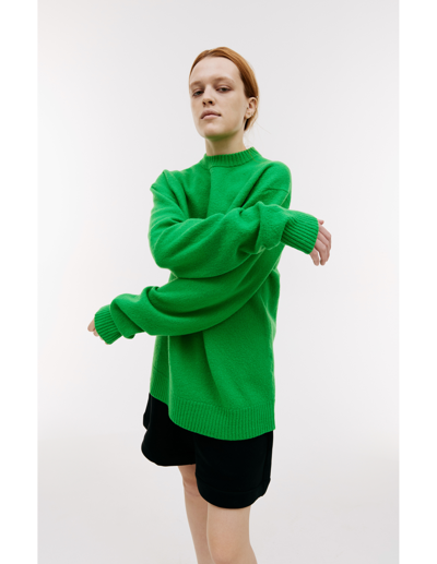 Jil Sander Green Wool Sweater In Green