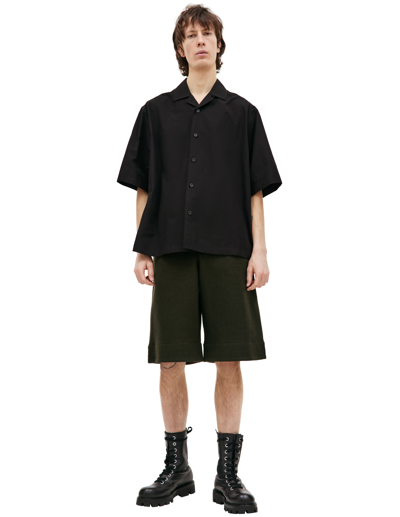 Jil Sander Buttoned Short-sleeved Shirt In Black