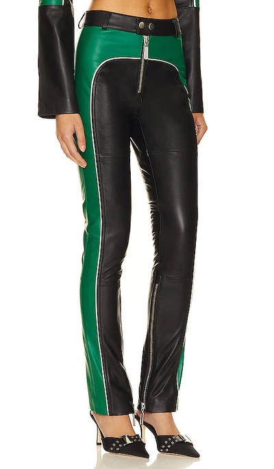 Shop Camila Coelho Biker Leather Pants In 绿色 & 黑色