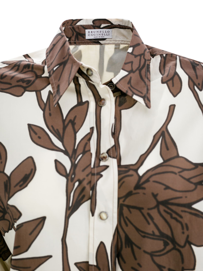 Shop Brunello Cucinelli Floral-print Cotton Shirt In Panama