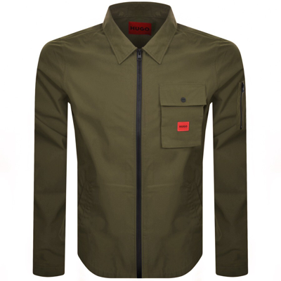 Shop Hugo Emmond Overshirt Jacket Green