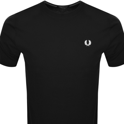 Fred Perry Logo-embroidered Cotton T-shirt In Black