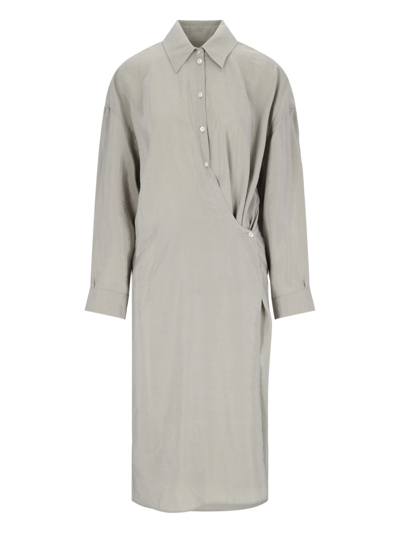 Shop Lemaire 'twisted' Shirt Dress In Gray