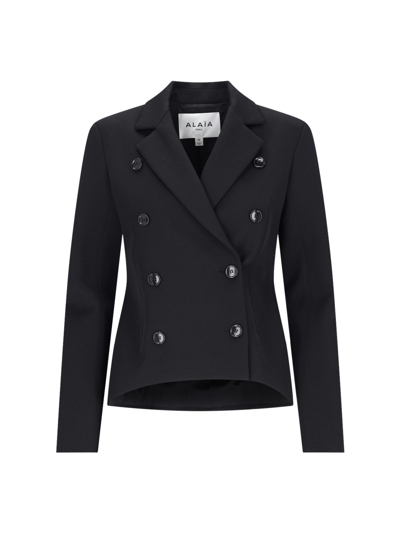 Shop Alaïa Double-breasted Blazer In Black  