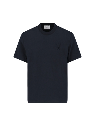 Shop Ami Alexandre Mattiussi Logo T-shirt In Black  