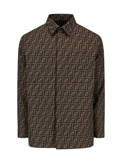 Shop Fendi 'ff' Blouson Jacket In Brown