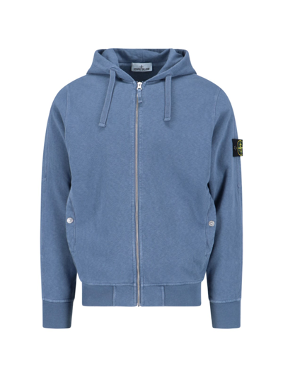 Shop Stone Island '63160' Zip Sweatshirt In Blue