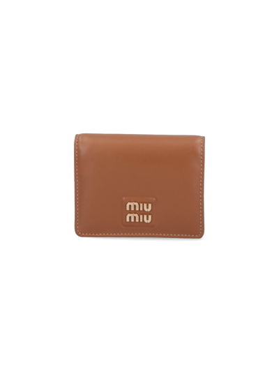 Shop Miu Miu Small Logo Wallet In Brown