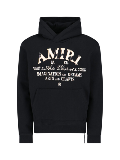 Shop Amiri "distressed" Logo Hoodie In Black  