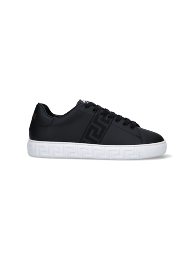 Shop Versace "greca" Sneakers In Black  