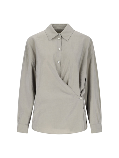 Shop Lemaire 'twisted' Shirt In Taupe