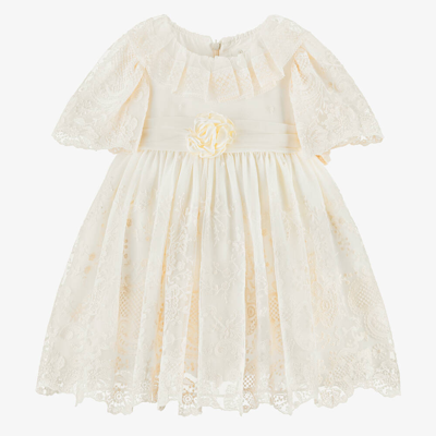 Shop Patachou Girls Ivory Embroidered Tulle Dress