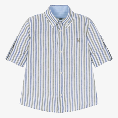 Shop Dr Kid Boys Blue & Green Striped Shirt