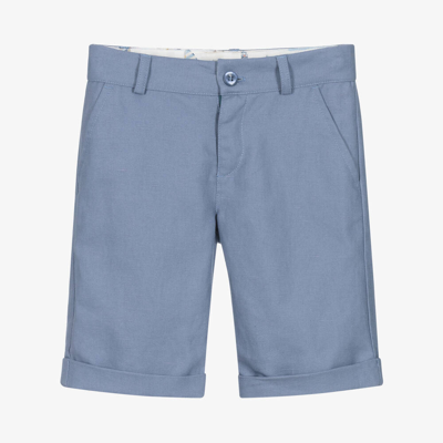 Shop Dr Kid Boys Blue Linen & Cotton Shorts