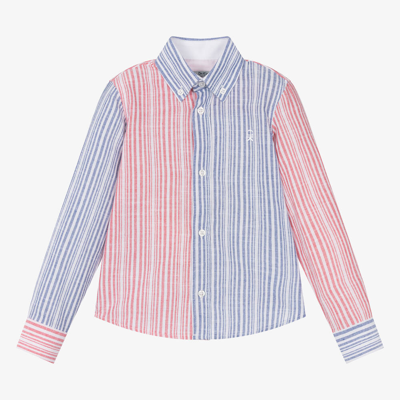 Shop Dr Kid Boys Blue & Red Striped Shirt