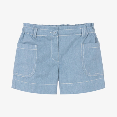 Shop Dr Kid Girls Blue Denim Patch Pocket Shorts