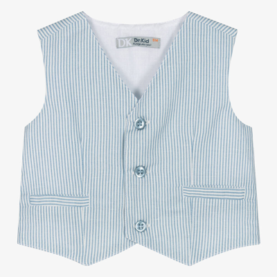 Shop Dr Kid Boys Blue Stripe Linen & Cotton Waistcoat