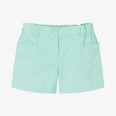 Shop Dr Kid Girls Green Denim Patch Pocket Shorts