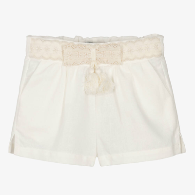 Shop Dr Kid Girls Ivory Linen & Cotton Shorts
