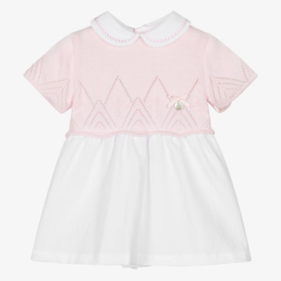Shop Dr Kid Baby Girls Pink & White Cotton Dress