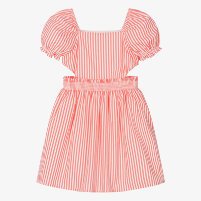 Shop Dr Kid Girls Red Striped Cotton Dress