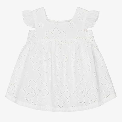 Shop Dr Kid Girls White Broderie Anglaise Dress