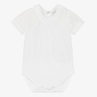Shop Dr Kid Baby Boys White Cotton Shirt Bodysuit