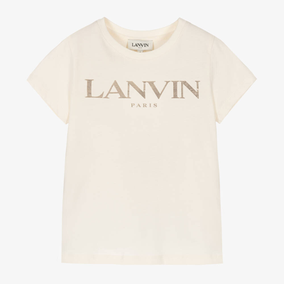 Shop Lanvin Girls Ivory Organic Cotton T-shirt
