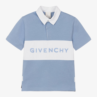 Shop Givenchy Boys Blue Cotton Rugby Shirt