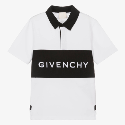 Shop Givenchy Teen Boys White Cotton Jersey Rugby Shirt