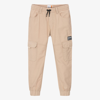 Shop Timberland Teen Boys Beige Cotton Cargo Trousers