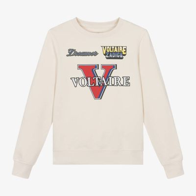 Shop Zadig & Voltaire Boys Ivory Cotton Sweatshirt