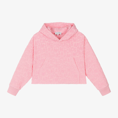 Shop Marc Jacobs Girls Pink Cropped Towelling Hoodie