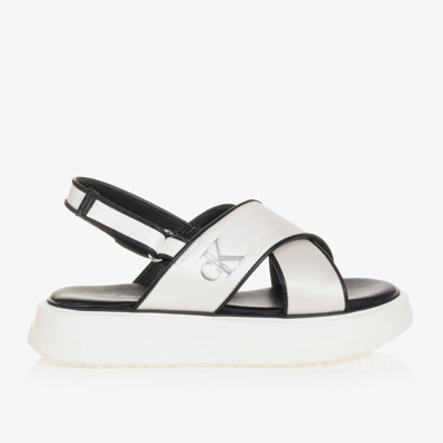 Shop Calvin Klein Teen Girls Pearlescent White Sandals
