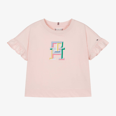 Shop Tommy Hilfiger Girls Pink Cotton Monogram T-shirt