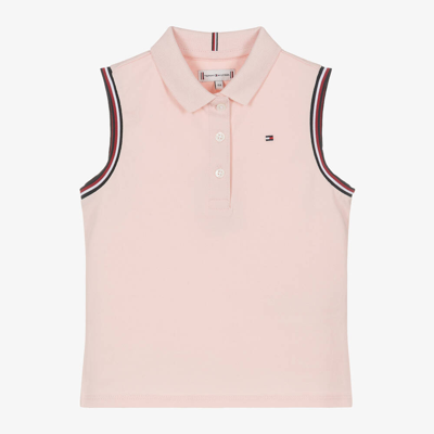 Shop Tommy Hilfiger Girls Pink Cotton Sleeveless Polo Shirt