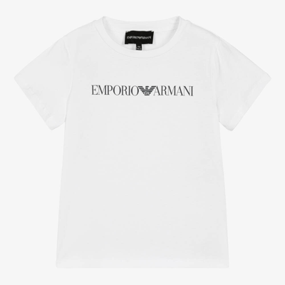 Shop Emporio Armani Boys White Cotton T-shirt