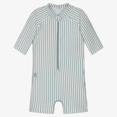 Shop Liewood Blue Seersucker Stripe Sun Suit (upf40+)
